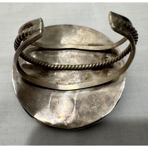 Navajo Villa Grove Turquoise Native American Cuff Bracelet LARGE Silver 60g VTG - Picture 4 of 9
